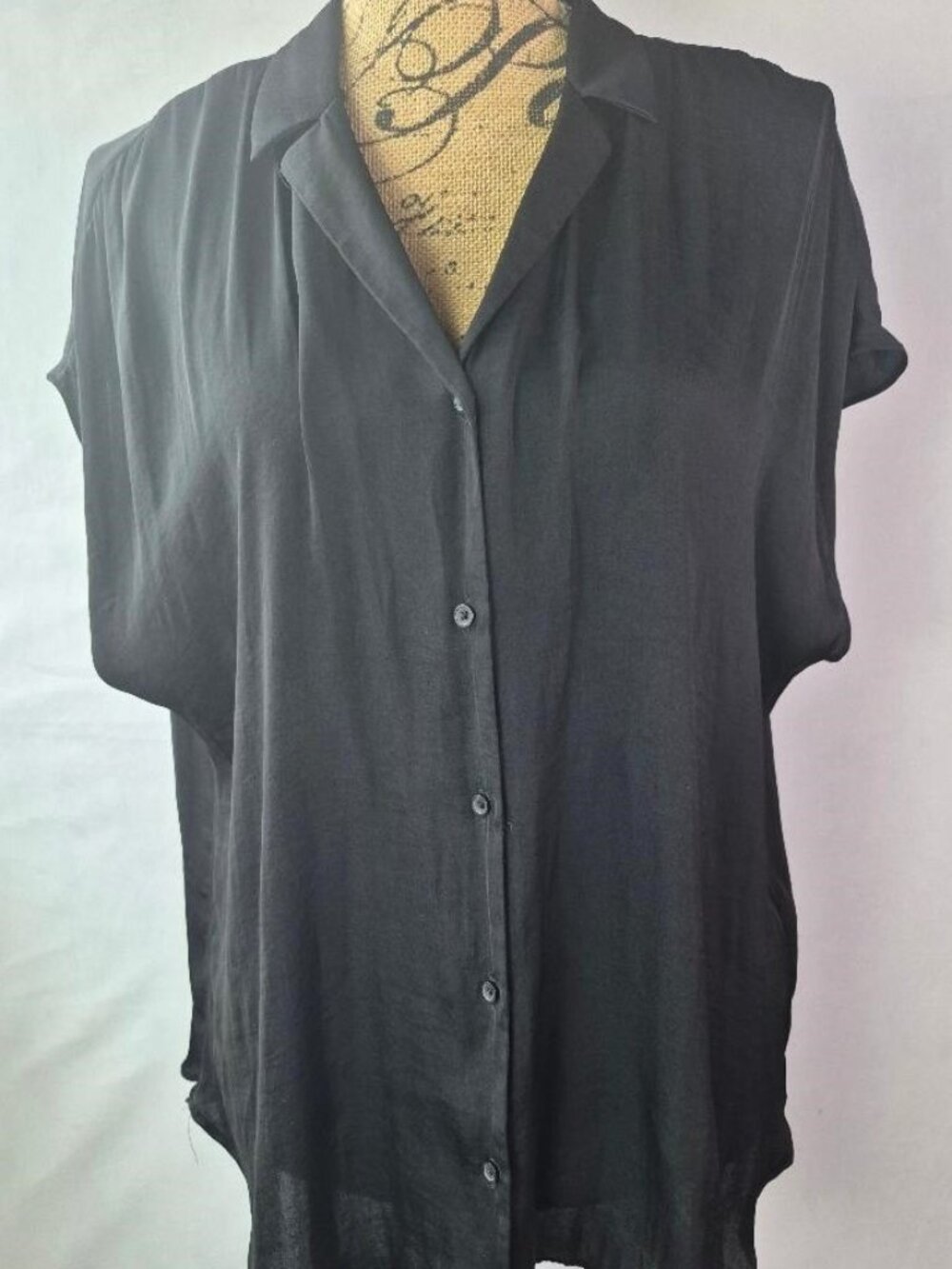 Nine West Black Button Down Sleeveless Top Size XL